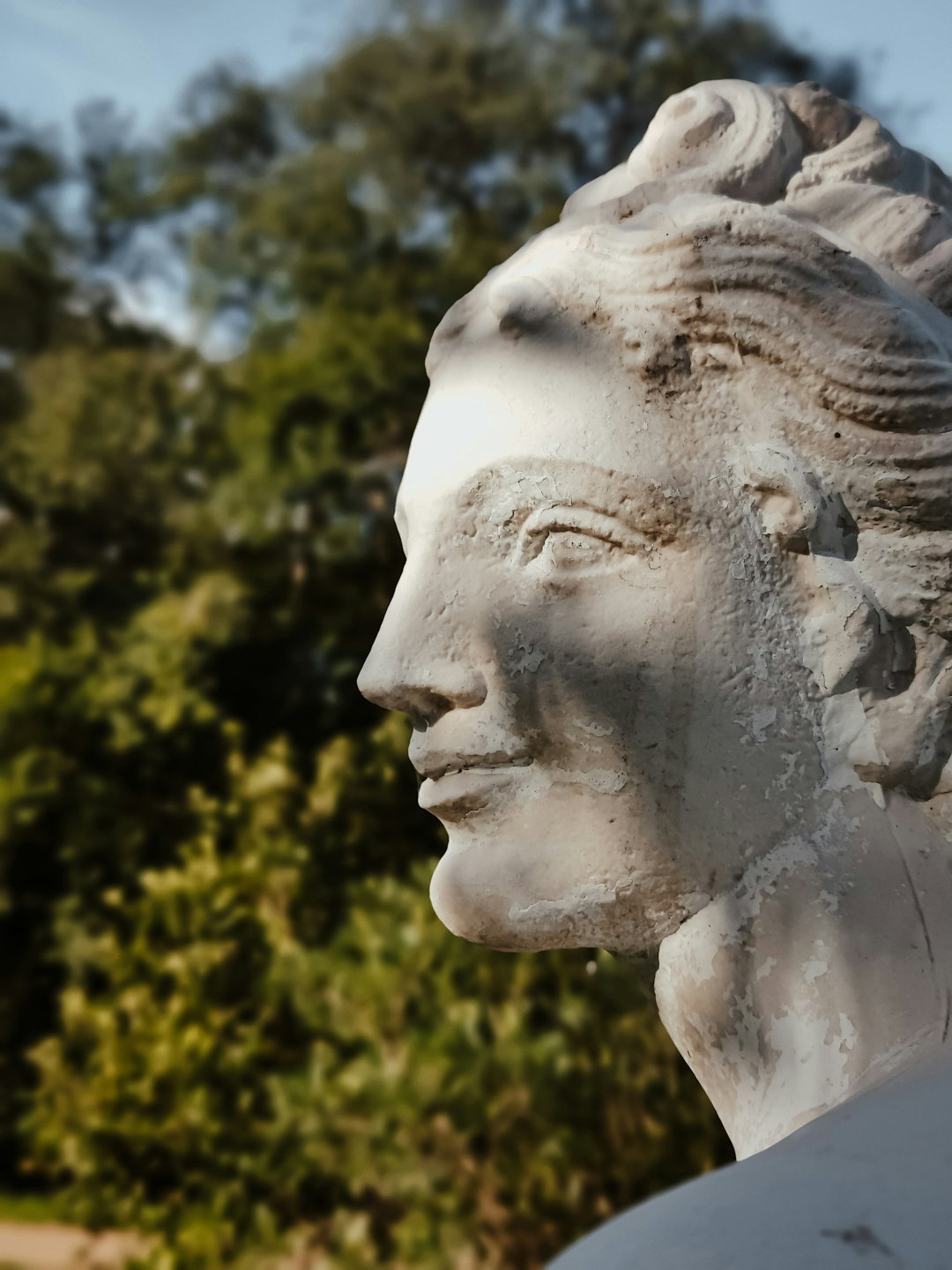 a-close-up-of-a-statue-of-a-woman-with-trees-in-the-background.jpg a close up of a statue of a woman with trees in the background